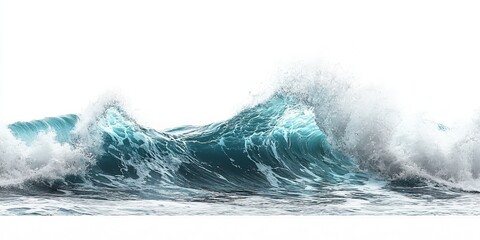 Obraz premium A powerful ocean wave crashing with dynamic splashes against a white background