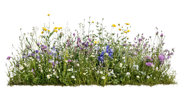 Flower meadow in spring transparent background