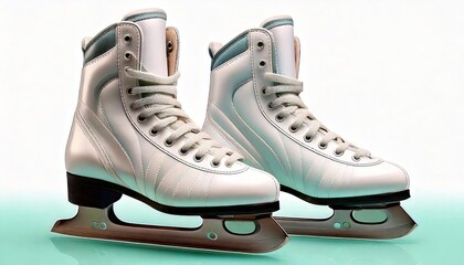 Pair of white ice skates isolated on transparent or white background