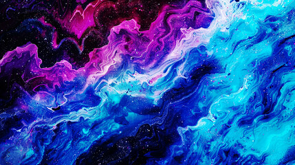 Immerse in this cosmic interplay of vibrant purples and blues, a mesmerizing dance of color