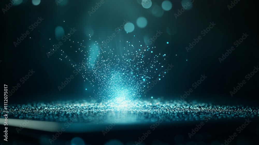 Poster a mesmerizing display of light and particles, creating an ethereal effect resembling a burst of ener