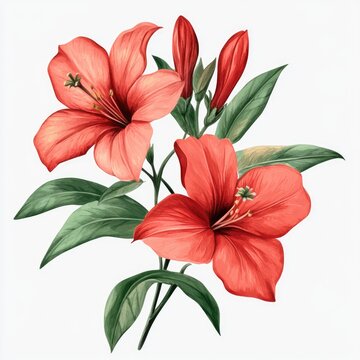 red hibiscus flowers on white background clip art preview