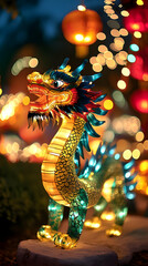 Fototapeta premium Illuminated Dragon Lantern Illustration