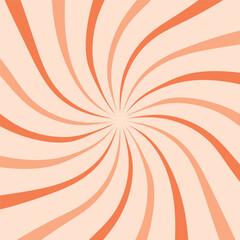 Radial ice cream background with swirl. Vector illustration for swirl design. Summer. Rotation of swirl spiral. Orange, powder. Rays of swirls. Background with rays of swirls.
