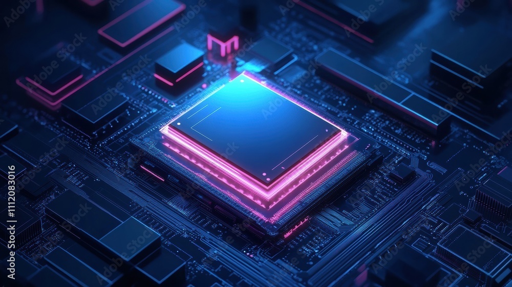 Leinwandbilder a digital ai chip merges into a colorful abstract brain, capturing the essence of artificial intelli