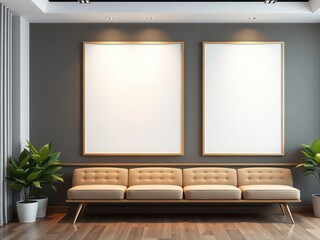 A mockup of office wall art displaying a corporate design, display, workspace