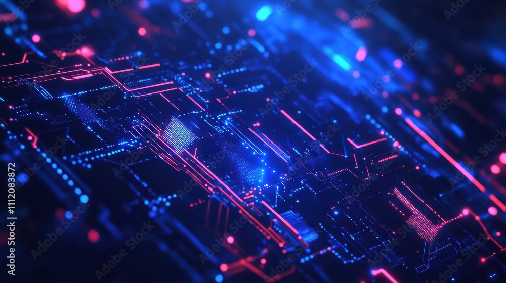 Leinwandbilder abstract technology brain features a digital ai chip on a dark blue background, illustrating the adv