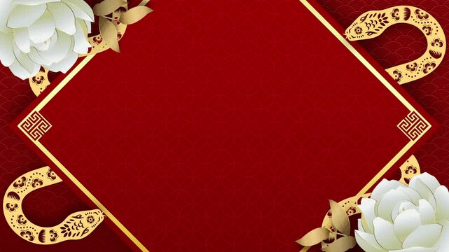 Chinese new year red background for 2025 year of snake with copy space for text and oriental style decoration 