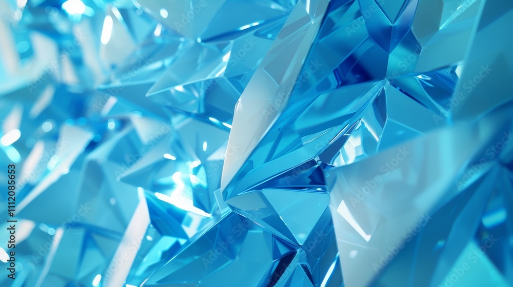 Poster abstract light blue crystal triangles are creating a modern and stylish background, perfect for vari