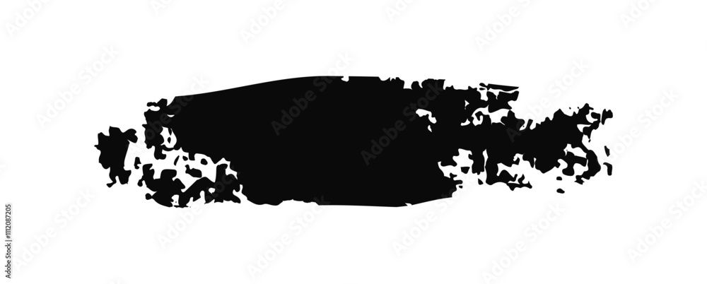 Poster black ink grunge texture textbox. charcoal shape irregular stain on white background. abstract simpl