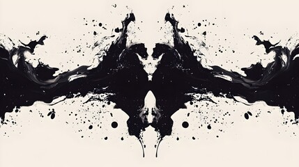 Fototapeta premium Abstract Symmetrical Ink Pattern, Visually Arresting Rorschach-Inspired Ink Blot Artwork with Masterful Compositions
