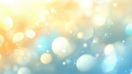 A soft, out-of-focus bokeh effect with warm golden and cool blue tones, shimmering light orbs in...