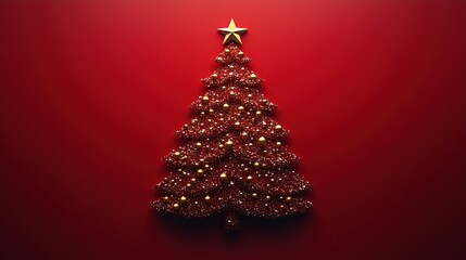 Festive Red Gold Christmas Tree Design Holiday Season Greeting Card Mockup