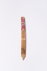 Handcrafted Bamboo Stick with Colorful Ethnic Patterns Isolated on White Background