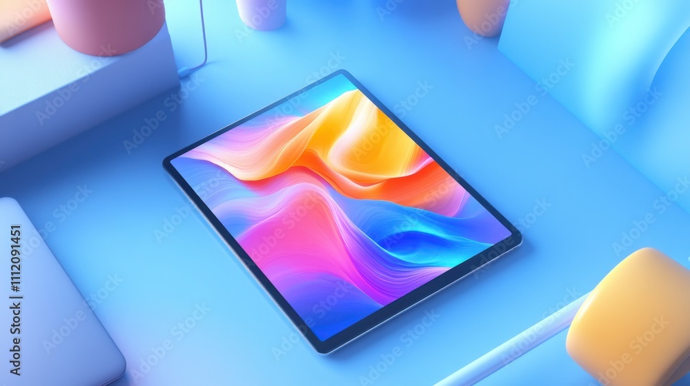 Poster a vibrant composition of generative art featuring colorful, flowing patterns created by an ai algori