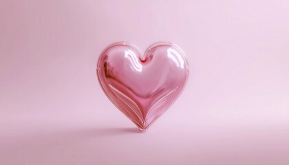 Fototapeta premium Elegant Pink Metallic Heart for Valentine's Day or International Women's Day. Symbol of Love and Femininity Perfect for Romantic Greeting Cards, Social Media Posts, or Heartfelt Gift Packaging