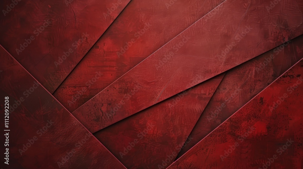 Poster red textured surface forming a dynamic composition with diagonal lines, ideal for backgrounds and gr