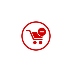 Shopping cart remove icon isolated on transparent background