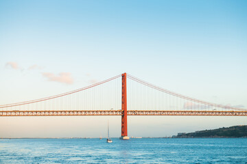 25th April Bridge over the Tejo river in Lisbon, Portugal.