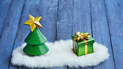 christmas tree and green present box