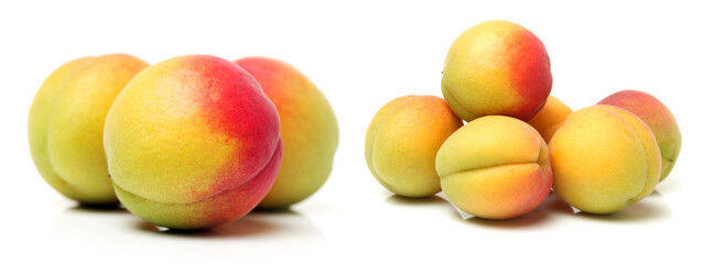 Fresh cut apricot fruits isolated on white background, with clipping path