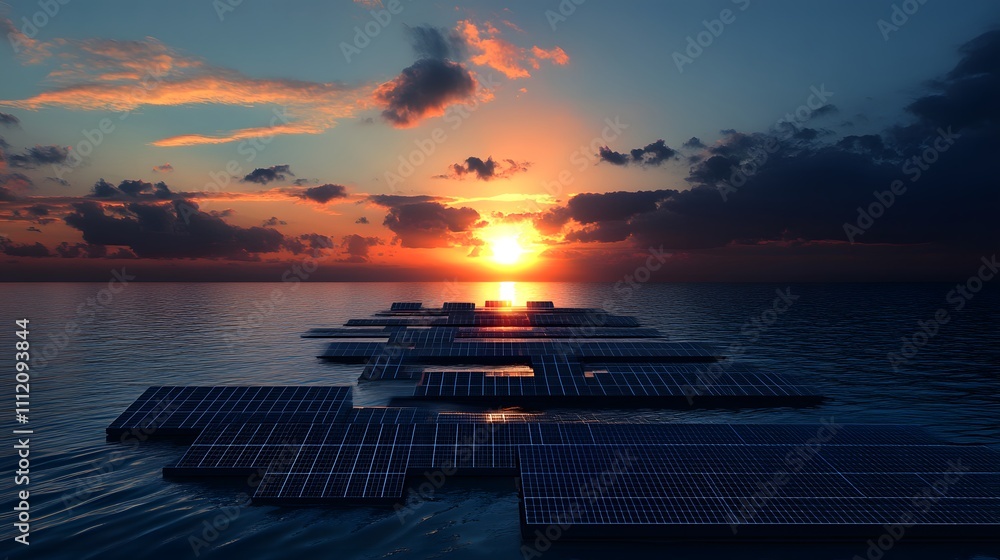 Poster a group of floating structures are lit up at night, creating a serene and peaceful atmosphere. the w