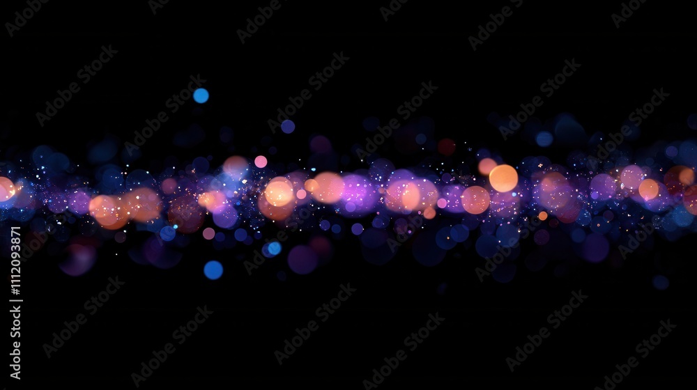 Poster abstract out-of-focus christmas lights in vibrant warm and cool tones, creating a soft and shimmerin