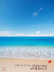 Welcome 2025 in the sand
