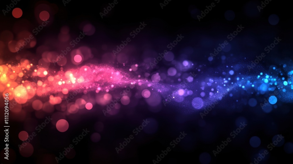 Poster abstract out-of-focus christmas lights in vibrant warm and cool tones, creating a soft and shimmerin