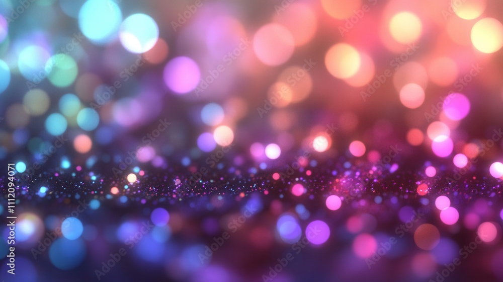 Poster abstract out-of-focus christmas lights in vibrant warm and cool tones, creating a soft and shimmerin