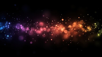 Fototapeta premium Abstract out-of-focus Christmas lights in vibrant warm and cool tones, creating a soft and shimmering bokeh effect, festive and magical, isolated on a dark background. 