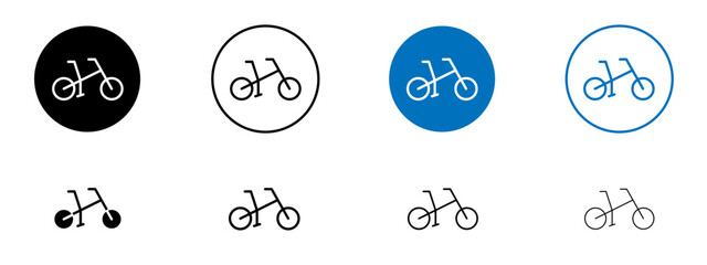 Bicycle icon set in black and blue colors