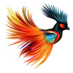Fototapeta premium Vivid, colorful bird in flight, vibrant plumage, dynamic pose. Generative ai