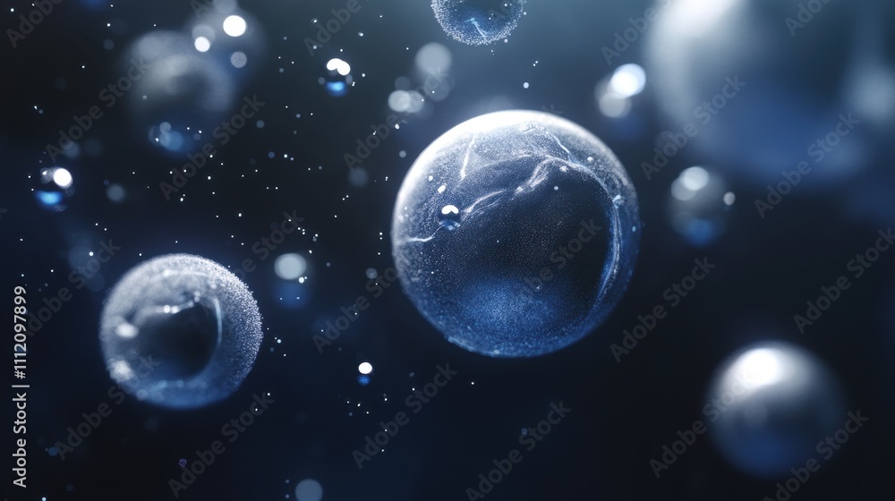 Poster subtle bubbles: macro shot of translucent bubbles, with a dark backdrop creates an abstract and slig