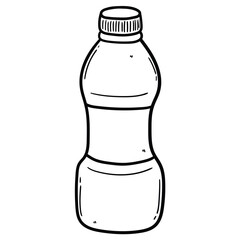 Hand drawn doodle empty plastic bottle on white background.