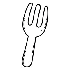 Hand drawn doodle fork on white background.