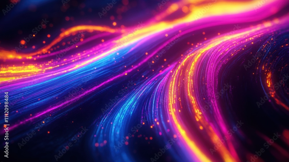 Aufkleber abstract neon flow: a vibrant and dynamic abstract composition showcasing glowing neon streams of co