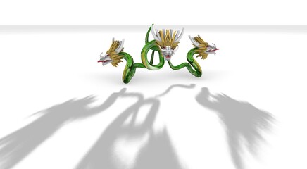 3d illustration of 3 dragons happy chinese new year with shadow
