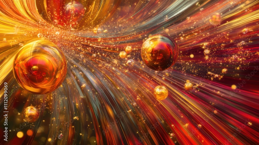 Poster celestial symphony: abstract image showcasing swirling patterns of energy and light, with celestial 
