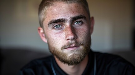 Serious looking bearded man, 