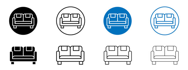 Sofa icon set in black and blue colors