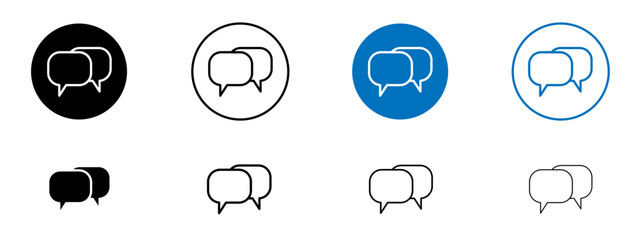 Speech bubble icon set in black and blue colors