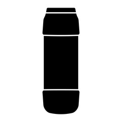 Illustration showing a black icon of cleaning products on a white background