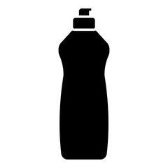 Illustration showing a black icon of cleaning products on a white background