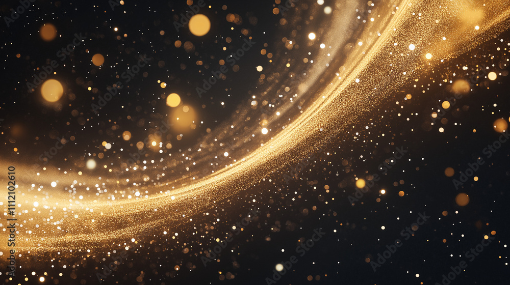 Poster golden stardust: a mesmerizing abstract background with a captivating swirl of golden light and boke