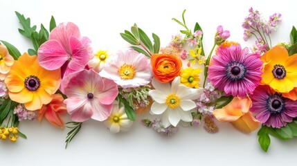 Fototapeta premium Flower arrangement or bouquet colorful spring flowers isolated on white background