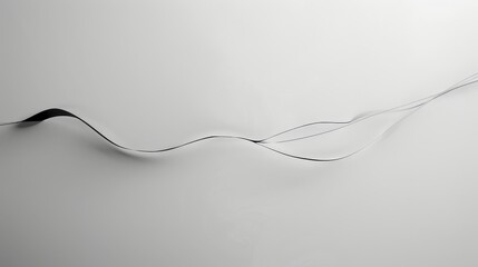 Fototapeta premium Abstract composition featuring black lines creating elegant waves on a white background, symbolizing fluidity and modern design