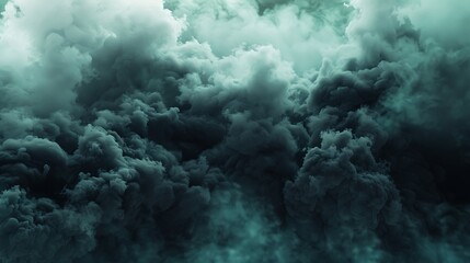 Dark, textured smoke billowing upward, filling a misty smoky background with layers of depth.