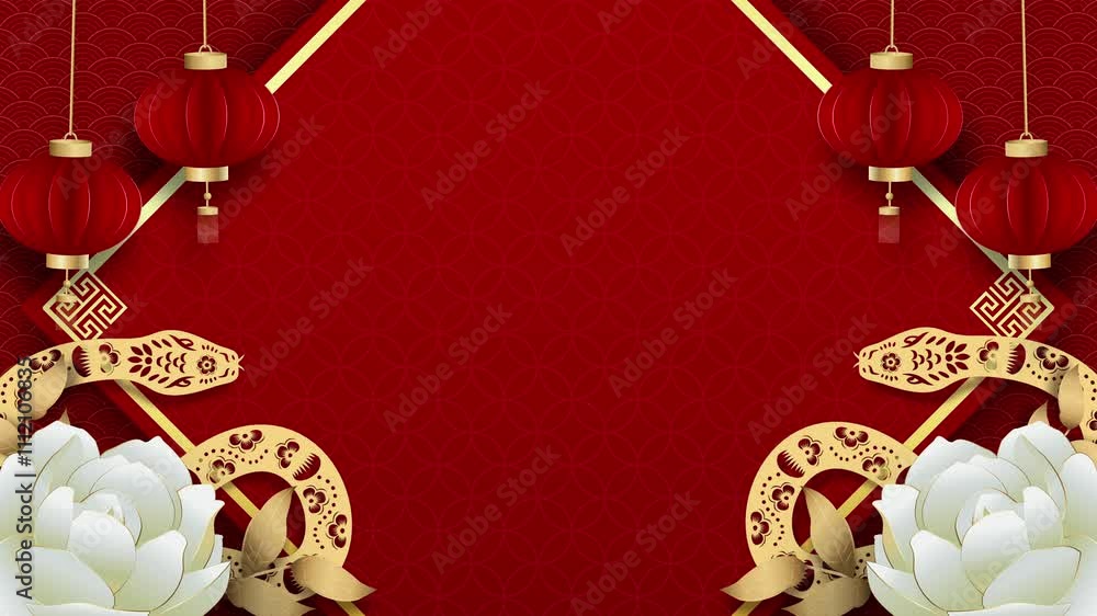 Canvas Prints chinese new year red background for 2025 year of snake with copy space for text and oriental style d