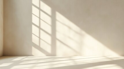 Obraz premium A minimalist room with a large window, and soft sunlight streaming in.